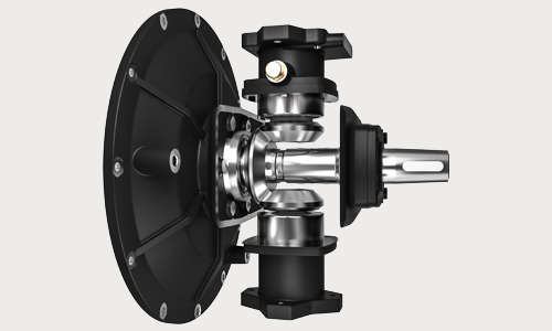 Vertical output PTO speed increase gearbox