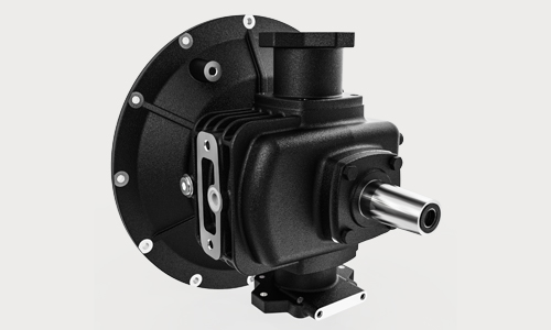 Vertical output PTO speed increase gearbox