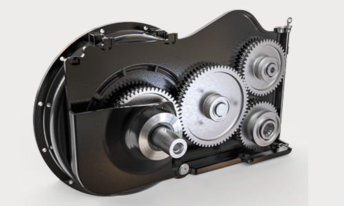 Parallel shaft PTO speed increase gearbox